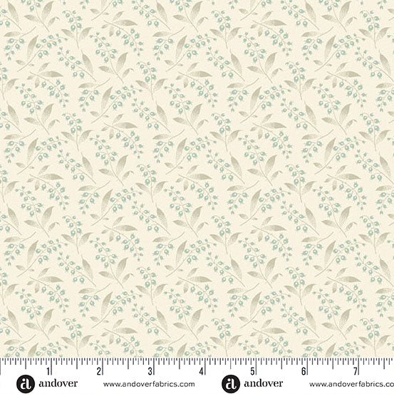 A-1294-LC BLUEBERRIES - LILY OF THE VALLEY - PEBBLES by Laundry Basket Quilts for Andover Fabrics