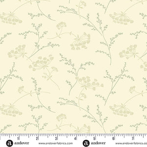 A-1297-LG SPEARMINT - QUEEN ANNE LACE - PEBBLES by Laundry Basket Quilts for Andover Fabrics