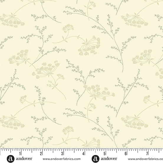 A-1297-LG SPEARMINT - QUEEN ANNE LACE - PEBBLES by Laundry Basket Quilts for Andover Fabrics