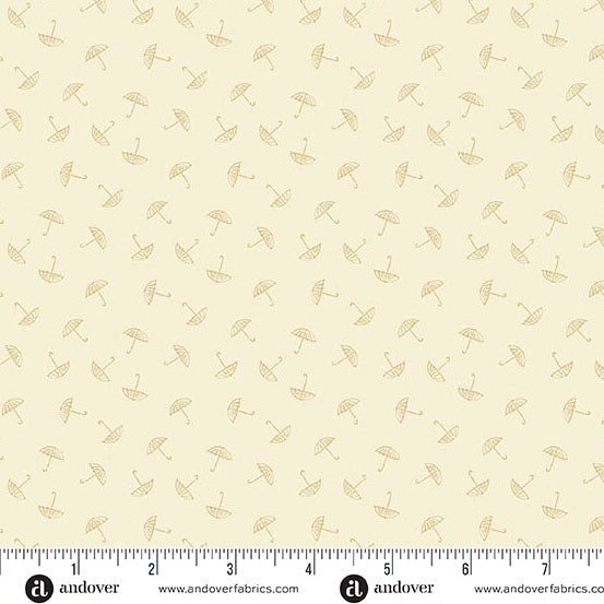 A-1303-L BUTTERCREAM - UMBRELLA - PEBBLES by Laundry Basket Quilts for Andover Fabrics