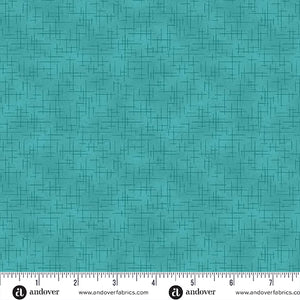 A-1527-T TEAL - RETRO STITCH by Andover Fabrics for Andover Fabrics