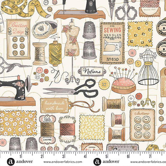 MU-131-Q CREAM COUTURE - ATELIER by MAKOWER UK FOR Andover Fabrics