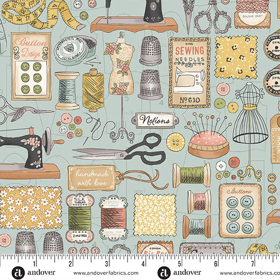 MU-131-B BLUE COUTURE - ATELIER by MAKOWER UK FOR Andover Fabrics