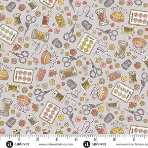 MU-132-S GREY NOTIONS - ATELIER by MAKOWER UK FOR Andover Fabrics