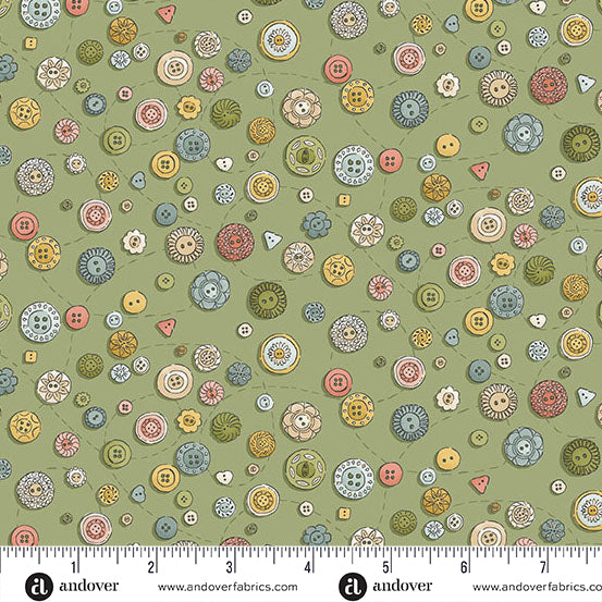 MU-134-G GREEN BUTTONSMU - ATELIER by MAKOWER UK FOR Andover Fabrics