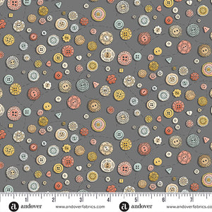 MU-134-S GREY BUTTONS - ATELIER by MAKOWER UK FOR Andover Fabrics