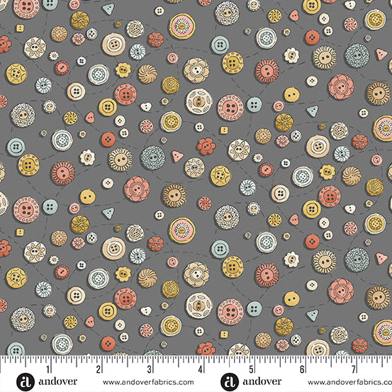 MU-134-S GREY BUTTONS - ATELIER by MAKOWER UK FOR Andover Fabrics