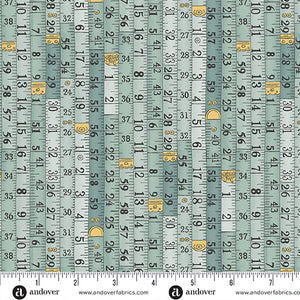 MU-136-B BLUE MEASUREMENTS - ATELIER by MAKOWER UK FOR Andover Fabrics