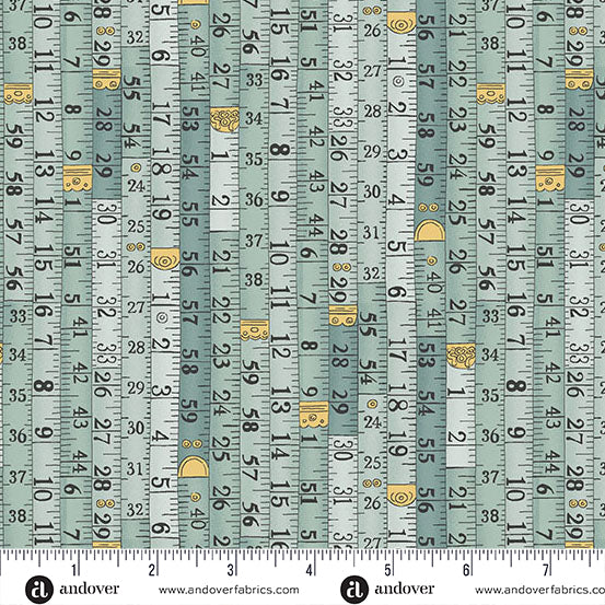 MU-136-B BLUE MEASUREMENTS - ATELIER by MAKOWER UK FOR Andover Fabrics