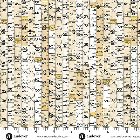 MU-136-Q CREAM MEASUREMENTS - ATELIER by MAKOWER UK FOR Andover Fabrics