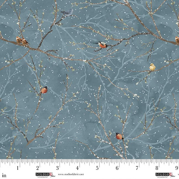 8435 79 SLATE - SNOW BIRDS - HAZY SHADES OF WINTER by Funny Girl for Studio e Fabrics