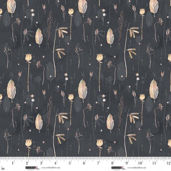 8438 74 MIDNIGHT - DRY LEAVES - HAZY SHADES OF WINTER by Funny Girl for Studio e Fabrics