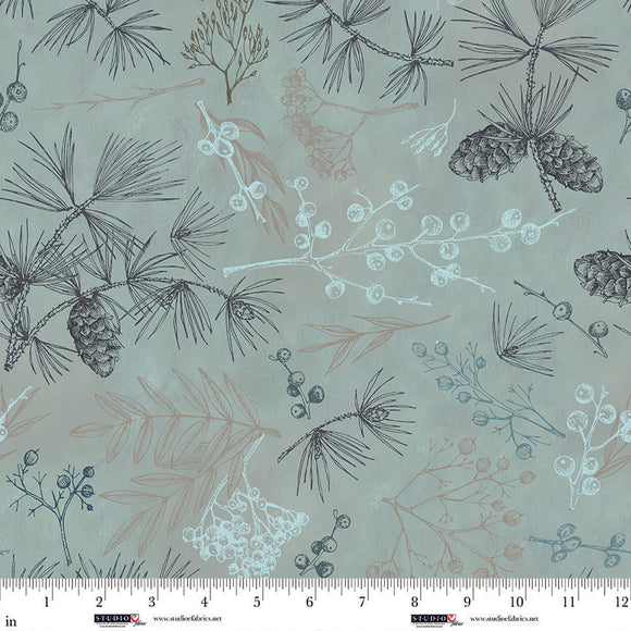 8442-78 MINT - TREE BITS - HAZY SHADES OF WINTER by Funny Girl for Studio e Fabrics