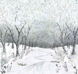 8443P 79 SLATE  - WINTER ROAD PANEL {45"X45"} - HAZY SHADES OF WINTER by Funny Girl for Studio e Fabrics