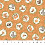 DP27170-32 RUST MULTI - TOSSED CIRCLES - WOODLAND BABES by Kathryn Christensen for Northcott Fabrics