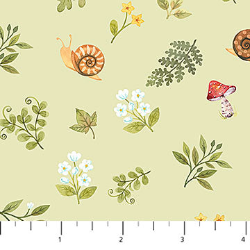 DP27171-72 GREEN MULTI - TINY TOSS - WOODLAND BABES by Kathryn Christensen for Northcott Fabrics