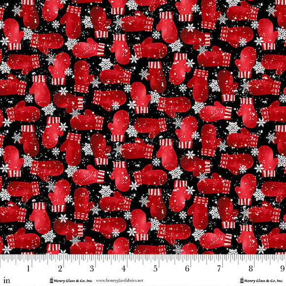 F1287 98 BLACK - SNOW CREW FLANNEL by Barb Tourtillotte for Henry Glass & Co Division