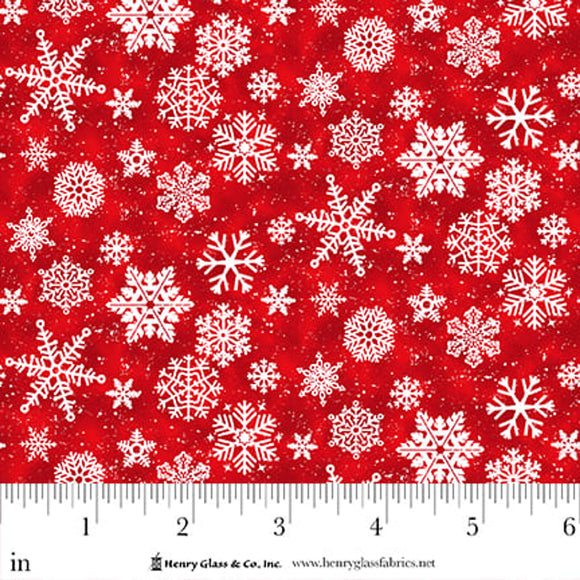 F1288 88 RED - SNOW CREW FLANNEL by Barb Tourtillotte for Henry Glass & Co Division