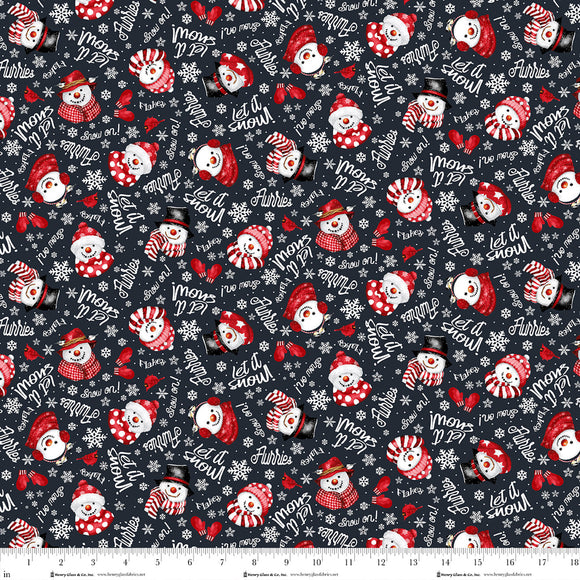 F1289 98 BLACK - SNOW CREW FLANNEL by Barb Tourtillotte for Henry Glass & Co Division