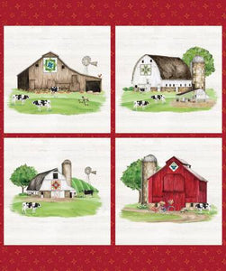 PD14336R-RED -DIGITALLY PRINTED PANEL 36"X43" - SPRING BARN QUILTS by Tara Reed for Riley Blake Designs
