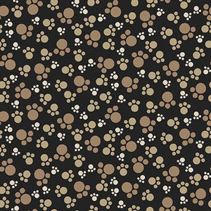 Q-1636-99 BLACK - PAW PRINTS - BIG KITTIES by Shelly Comisky for Henry Glass & Co {Panel for this collection is on our panel page}