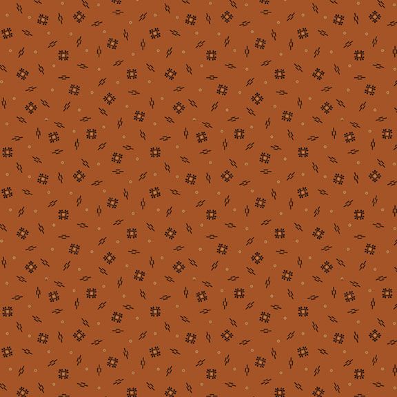 R170587-RUST - SPOOKY SPINNERS - CHEDDAR AND COAL II - by Pam Buda for Marcus Fabrics