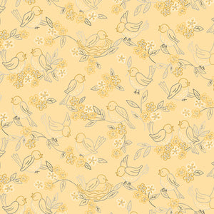 R190741D-YELLOW -BIRDS - BIRDS and BEES by Cindy Staub (Quilt Doodle Designs) for Marcus Fabrics