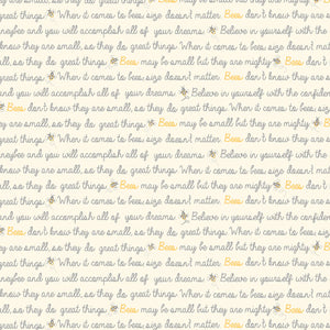 R190743D-CREAM -WRITING  - BIRDS and BEES by Cindy Staub (Quilt Doodle Designs) for Marcus Fabrics