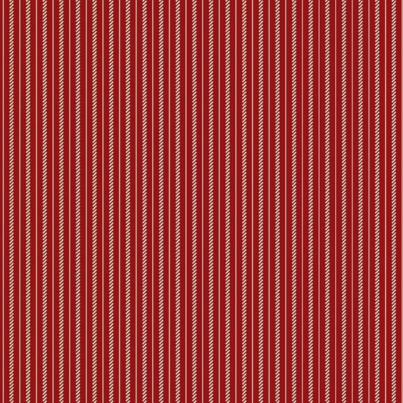 R220706 RED - TICKING - SEASIDE by Paula Barnes for Marcus Fabrics