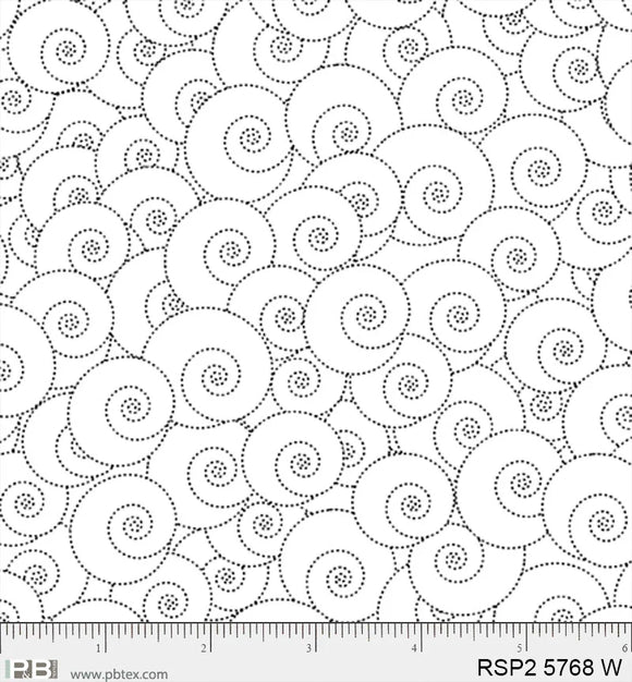 RSP2 5768W - DOTTY SPIRALS - SALT & PEPPER by P&B TEXTILES