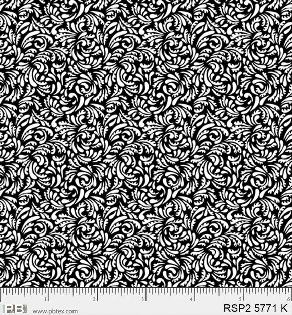 RSP2 5771K - PACKED FLOURISHES - SALT & PEPPER by P&B TEXTILES