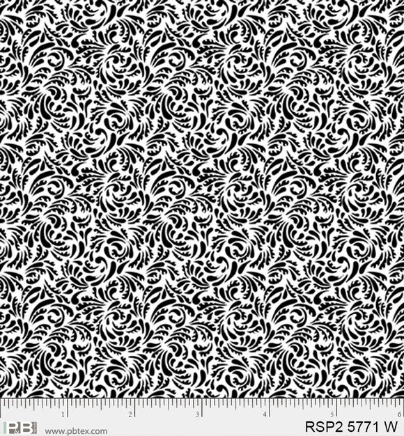 RSP2 5771W -PACKED FLOURISHES - SALT & PEPPER by P&B TEXTILES