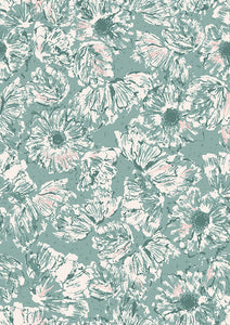 380-22737 ANEMINE STORY GREEN - FAN CLUB/by Clea Broad for paintbrush studio fabrics