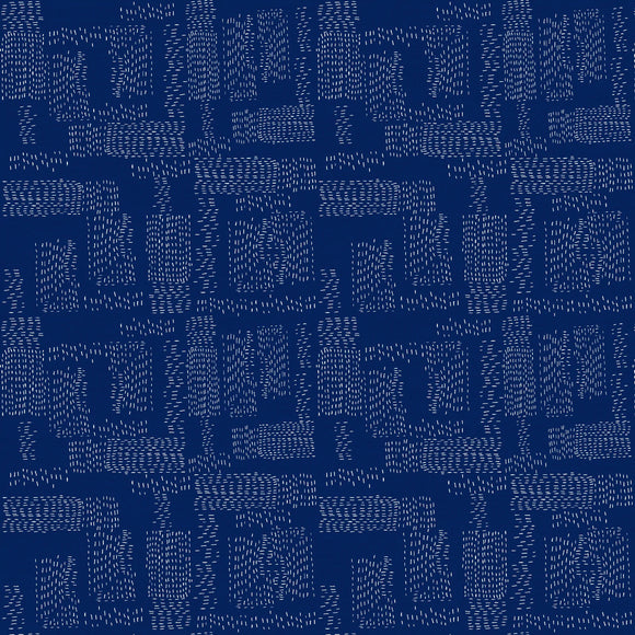 23069 KANTHA CLOTH - DARK BLUE - ROAM by Emmie K for Paintbrush Studio Fabrics