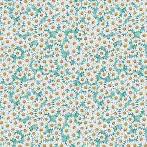 39722-415 TEAL DAISY ALLOVER /SAVOR THE GNOMENT by Susan Winget for WILMINGTON PRINTS FABRICS