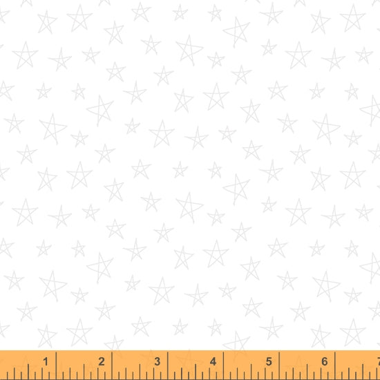 42641A 1 SKETCHED STARS/WHITE ON WHITE/WHITEOUT/by Whistler Studios for Windham Fabrics