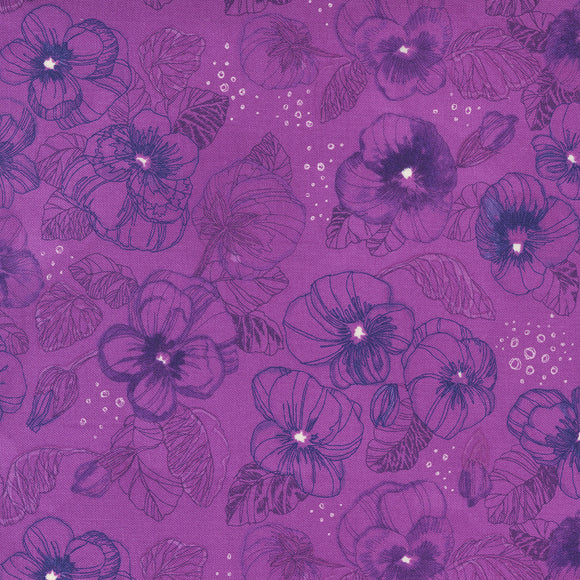 48721 14 PLUM - PANSYS POSIES by Robin Pickens for Moda Fabrics