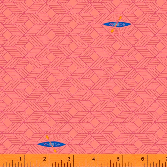 52155-4 CORAL/KAYAKS/FAVORITE THINGS/by Shayla Wolf for Windham Fabrics