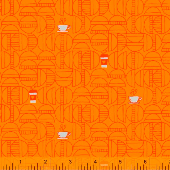 52156-6 ORANGE/COFFEE/FAVORITE THINGS/by Shayla Wolf for Windham Fabrics
