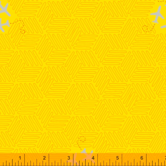 52161-14 CHROME YELLOW/AIRPLANES/FAVORITE THINGS/by Shayla Wolf for Windham Fabrics