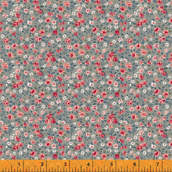 52947-3 - GREY DITSY ROSE/HUDSON by Whistler Studios for WINDHAM FABRICS