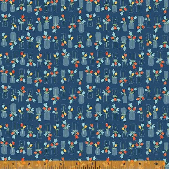 53013-4 NAVY - FORGET ME NOT by Allison Harris for Windham Fabrics