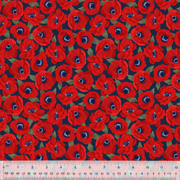 53478-2 INDIGO QUILTING COTTON - ANEMONES - SABRINA by Whistler Studios for Windham Fabrics