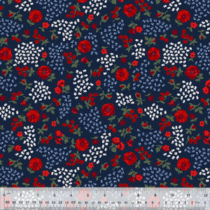 53479-2 INDIGO QUILTING COTTON - FLOWER BED - SABRINA by Whistler Studios for Windham Fabrics