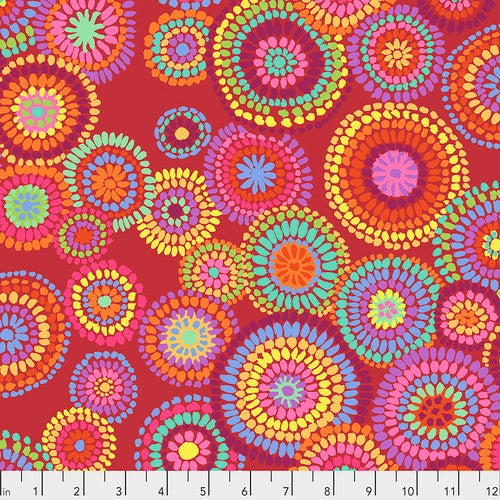 PWGP176.RED MOSAIC CIRCLES - 100% Cotton - CLASSICS by Kaffe Fassett for the Kaffe Fassett Collective